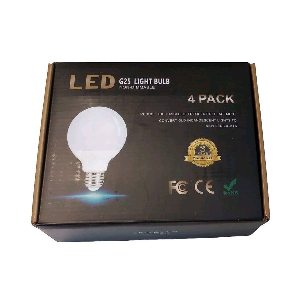 LED G25 Light Bulb 4-Pack Soft White 2700K 9W Non-Dimmable LED E26 Used